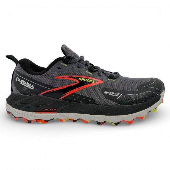 Brooks Men\'s Cascadia 18 GTX GORE-TEX Trail Shoes Black Pearl/Black/Tomato 8.5D